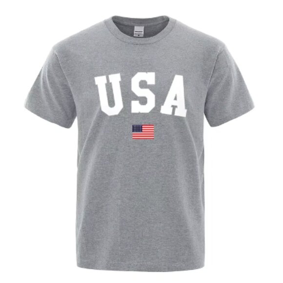 Classic USA Patriotic Graphic Tee Gray Dream Knit SZ Medium - Picture 2 of 12